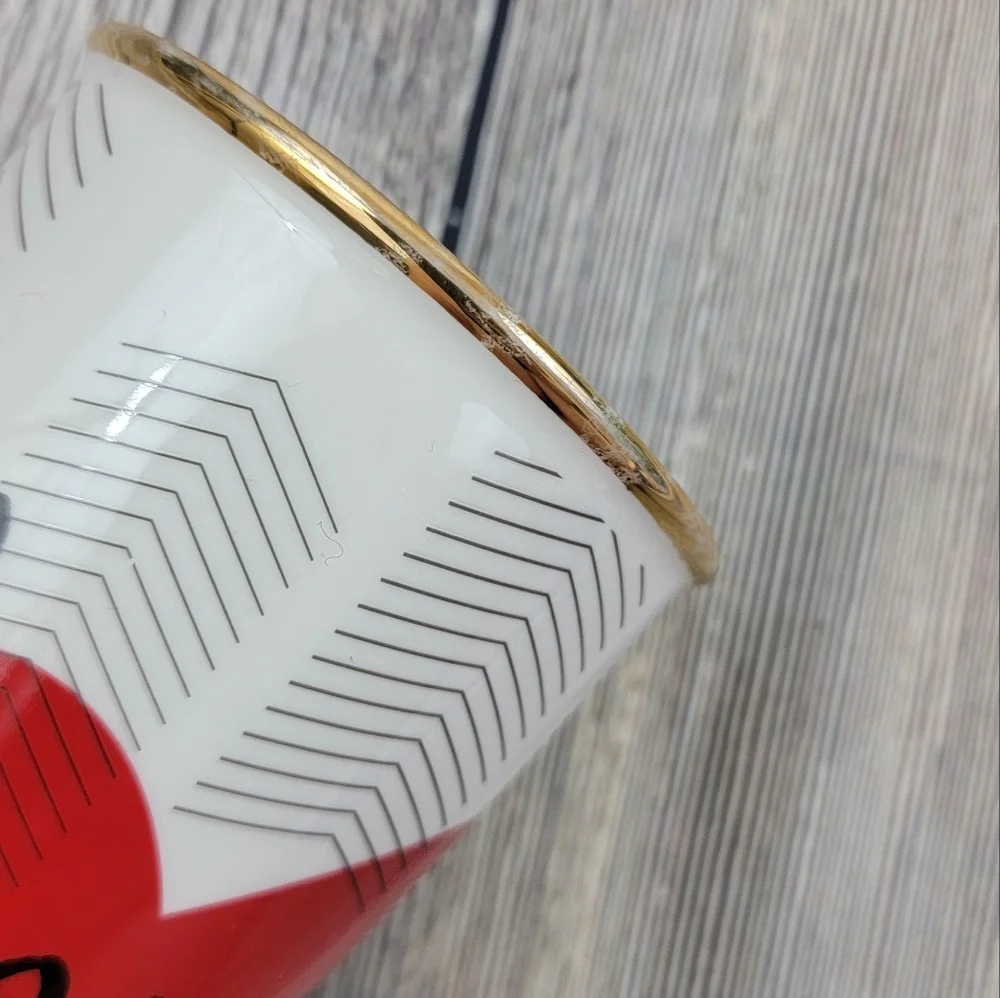 Starbucks Travel Ceramic Cup Tumbler Coffee Tea Love Heart Gold Chevron